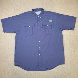 Columbia PFG Shirt Mens LT Tall Blue Short Sleeve Performance Fishing‎ Vented
